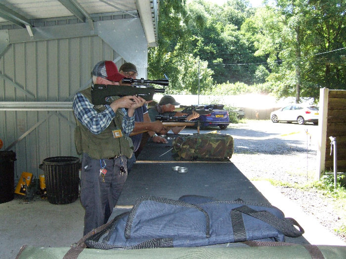 The outdoor airgun range in use (targets from 10 to 40 metres
