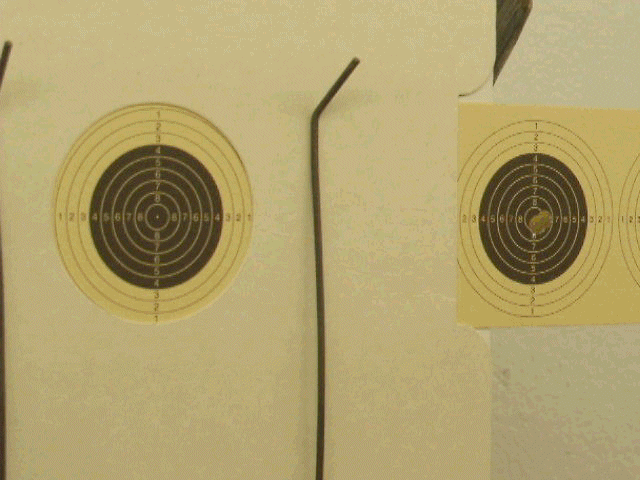 Stop motion video of a 10 metre Air Rifle target being shot from the standing position